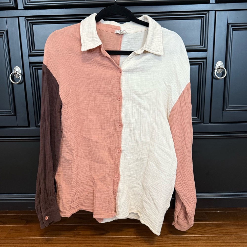 Color Block Button Down